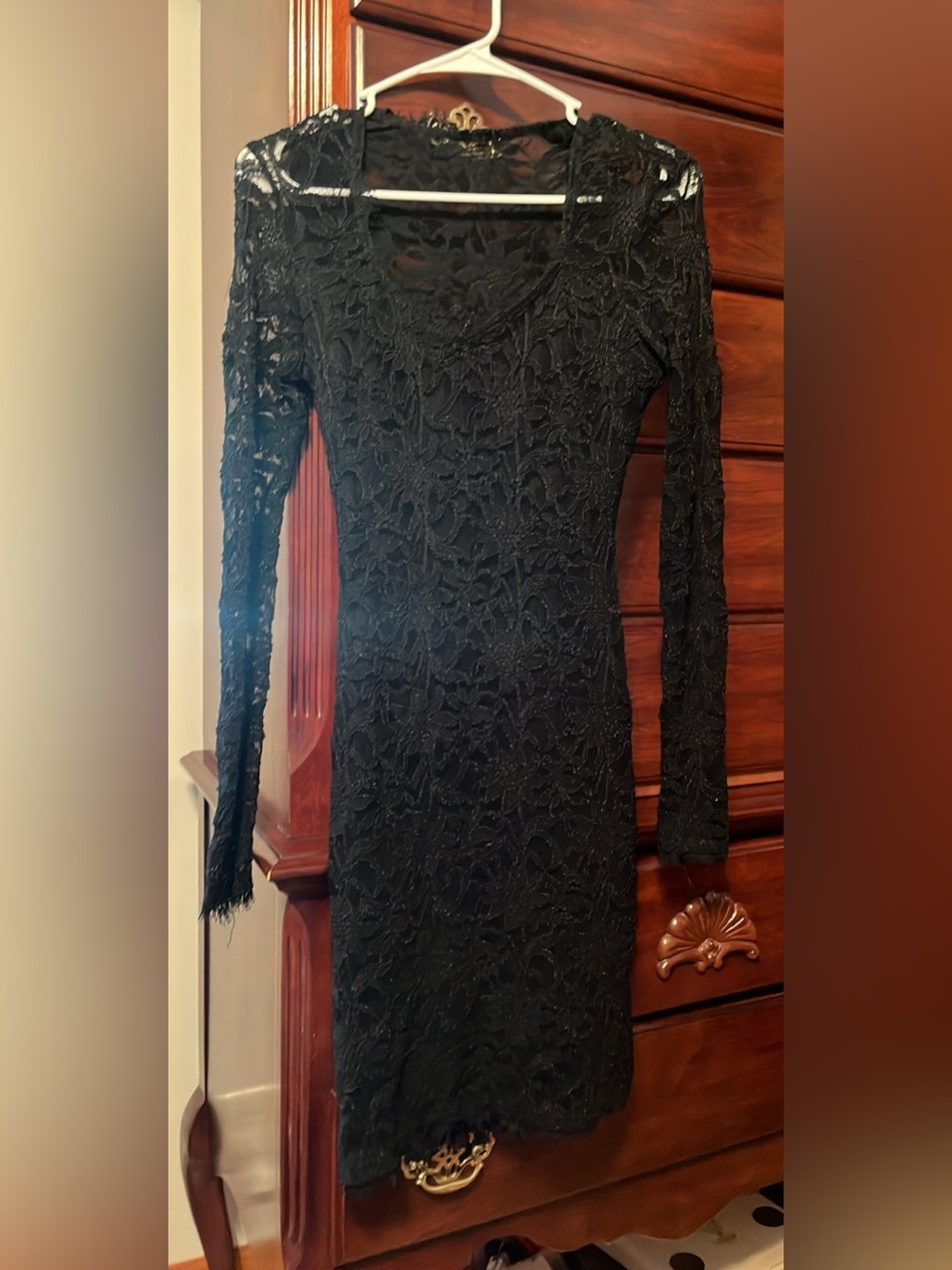 Black Long Sleeve Lace Sheath Dress